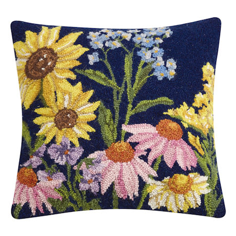 Hand-Hooked Wildflowers Pillow Style 1