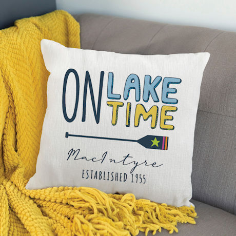 Personalized On Lake Time Pillow