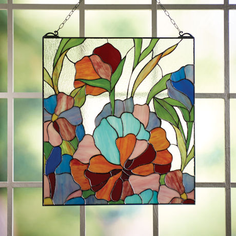 Vivid Flowers Stained Glass Panel