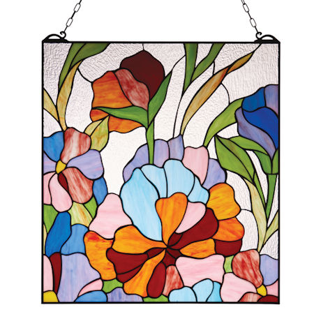 Vivid Flowers Stained Glass Panel