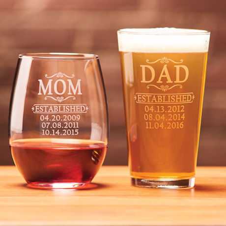 Personalized Mom and Dad Pint Glass