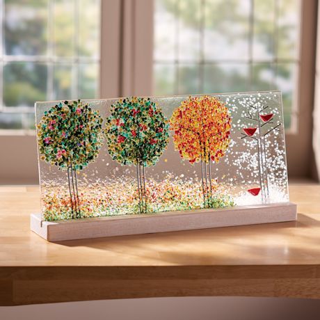 Four Seasons Art Glass Panel
