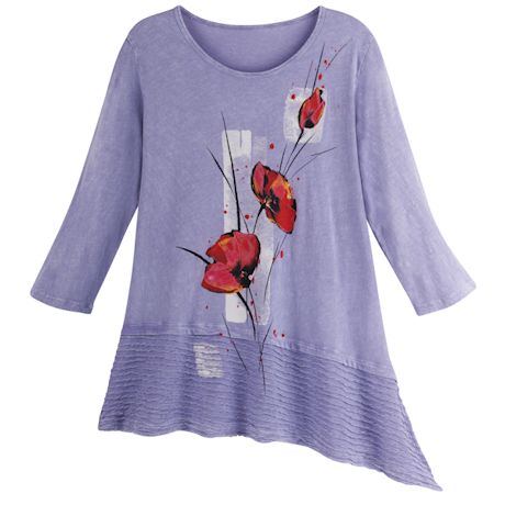Poppies on Periwinkle Tunic