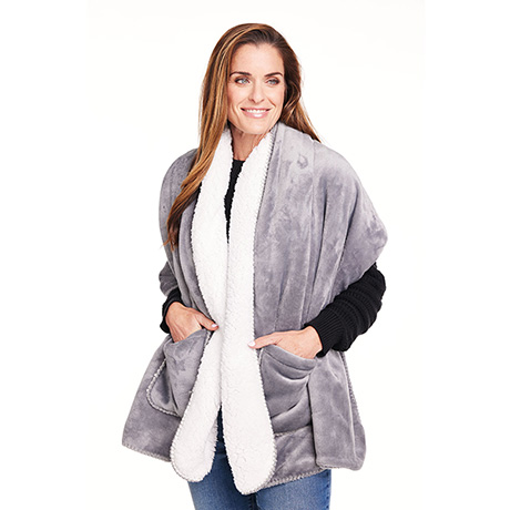 Wearable Fleece Throw - Gray