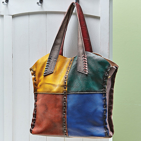 Colorblocked Leather Handbag