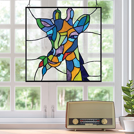 Giraffe Stained Glass Panel