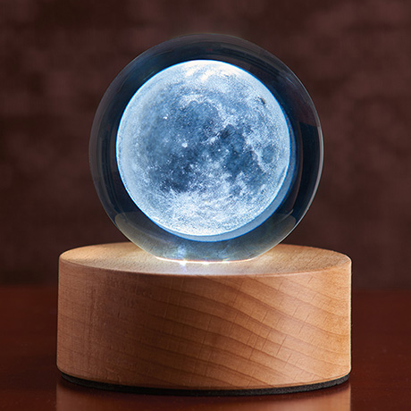 Glass Moon on LED Base