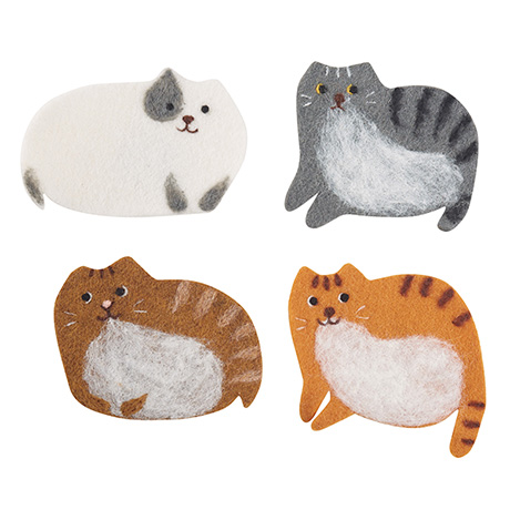 Kitty Cat Felted Coasters - Set of 4