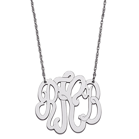Sterling Silver 3 Initial Monogram Necklace