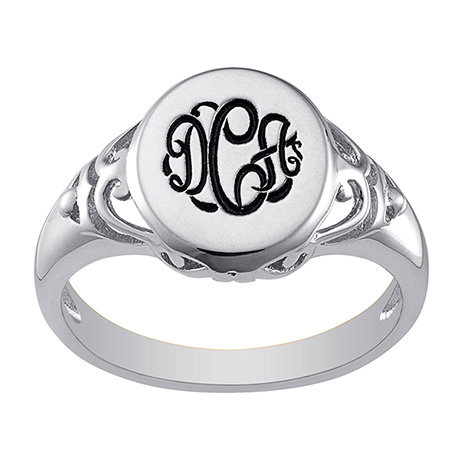 Product image for Sterling Silver Monogram Oval Signet Ring