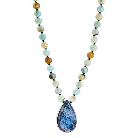 Product image for Labradorite Teardrop Knotted Necklace