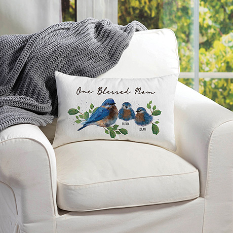 Product image for Personalized One Blessed Mom Bird Pillow