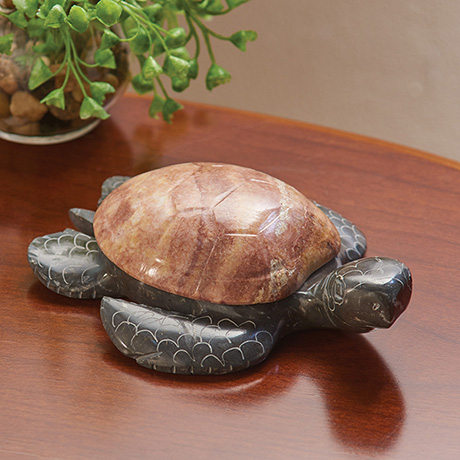 Hand-Carved Marble Turtle Box