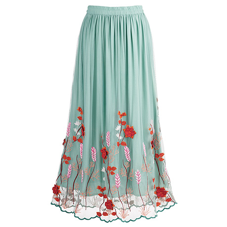 Embroidered Wildflowers Skirt