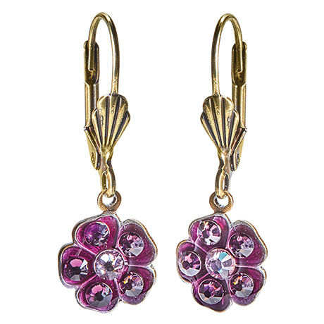 Crystal & Enamel Violet Earrings