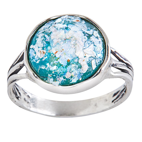 Roman Glass and Turquoise Ring
