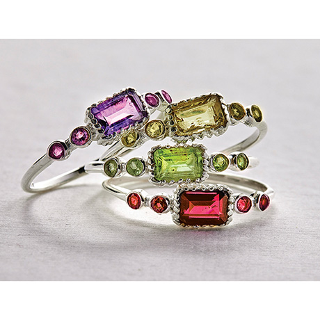 Gemstone Emerald Cut Rings
