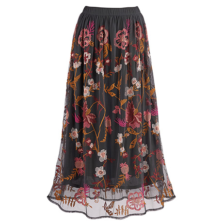 Embroidered Roses Skirt