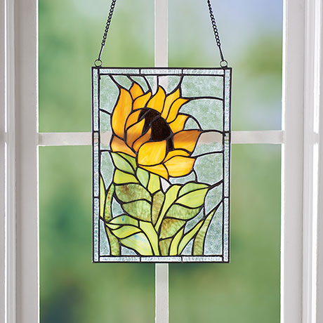 Sunflower Stained Glass Panel