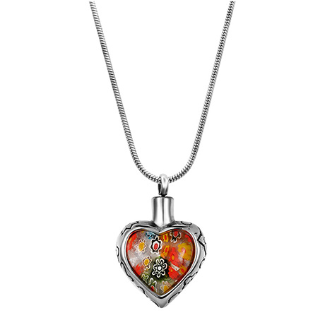 Product image for Personalized Millefiori Heart Ash Pendant