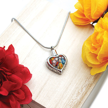 Product image for Personalized Millefiori Heart Ash Pendant