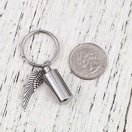 Product image for Personalized Angel Wing Ash Vessel Keychain