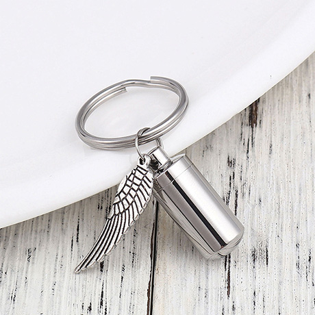 Product image for Personalized Angel Wing Ash Vessel Keychain