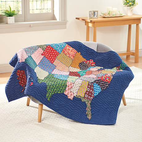 USA Map Quilted Throw