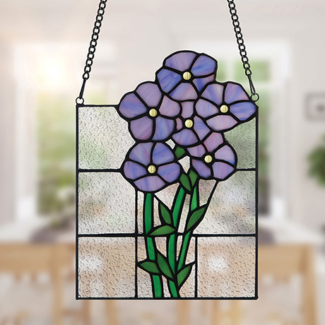 Product image for Stained Glass Forget Me Nots Panel