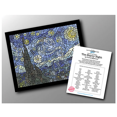 Product image for Monet Starry Night Mosaic Word Art Print