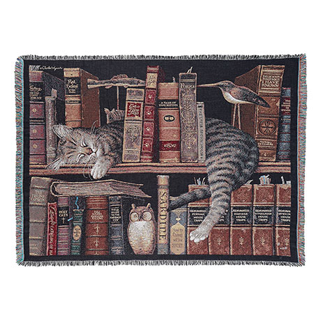 Frederick the Literate Cat Throw