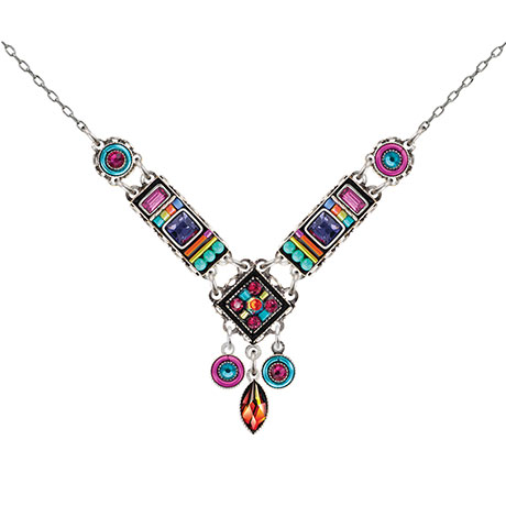 Firefly Crystal-and-Bead Mosaic Necklace