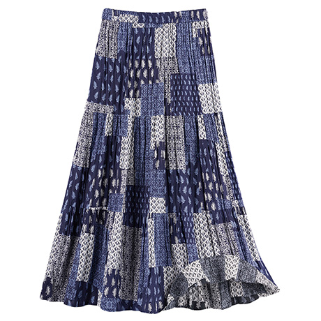 Patchwork Print Reversible Broomstick Skirt | Signals