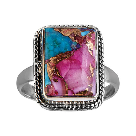 Pink Spiny Oyster Turquoise Ring