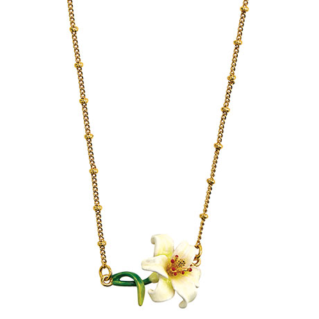 Handmade Enamel Lily Necklace