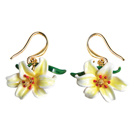 Handmade Enameled Lily Earrings