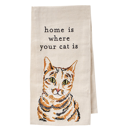 Product image for Embroidered Cat Tea Towel