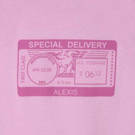 Product image for Personalized 'Special Delivery' Postmark One-Piece Bodysuit - Pink