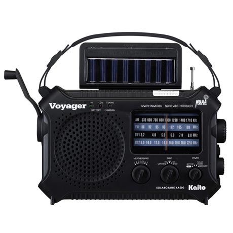 Kaito 4-Way Powered Emergency Weather Alert Radio With Cell Phone Charger - Black