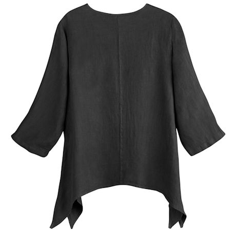 Product image for Easy Fit Double Layer Garment Dyed Linen Tunic Top