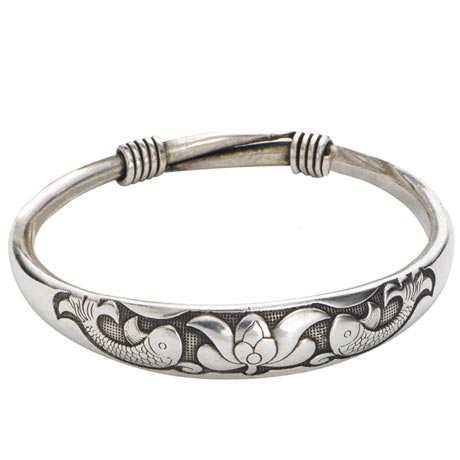 Product image for Silvery Bangles - Koi With Lotus