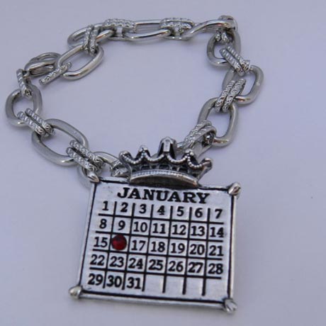 Personalized Calendar Crown Charm Bracelet