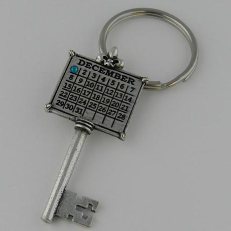 Personalized Calendar Key Charm - Round Key Ring