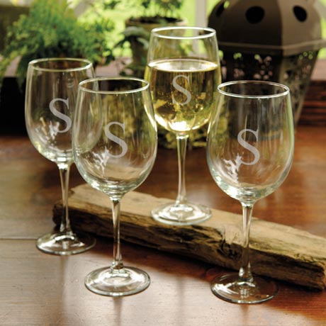 Personalized White Wine Glasses Set/4