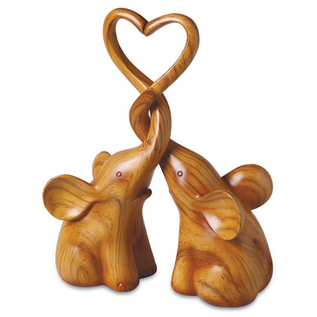 Two Elephants Forming Heart Sculpture