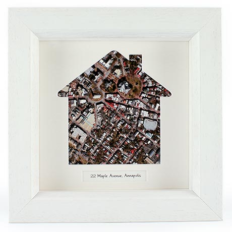 Personalized Framed House Aerial Map Wall Decor