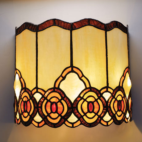 Battery Operated Wall Sconce in Tiffany Style - Art Glass Touch of Elegance