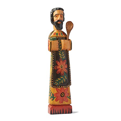 Product image for Patron Saint of Cooks Sculpture Hand Carved Wood 15" High