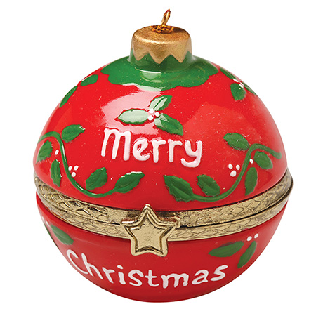 Porcelain Surprise Ornament - Merry Christmas Round