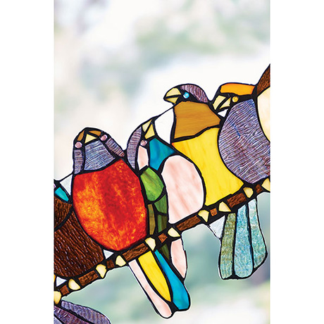 Birds on a Wire Stained Glass Hanging Panel